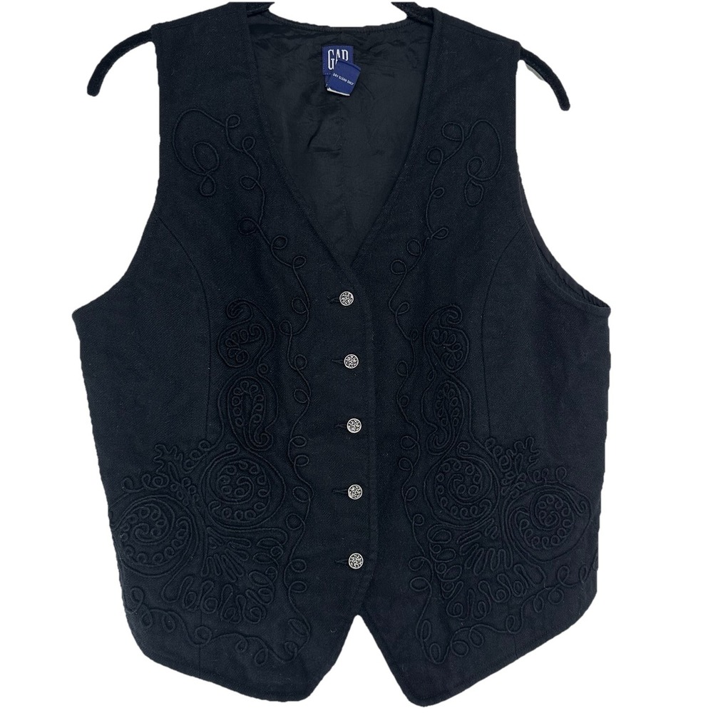 GAP Black Embroidered Cotton Vest